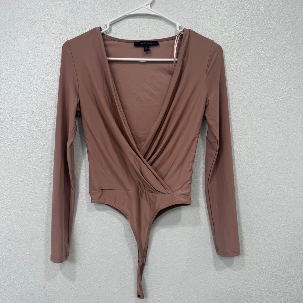 Love Tree Mauve Surplice V-Neck Long Sleeve Bodysuit Small